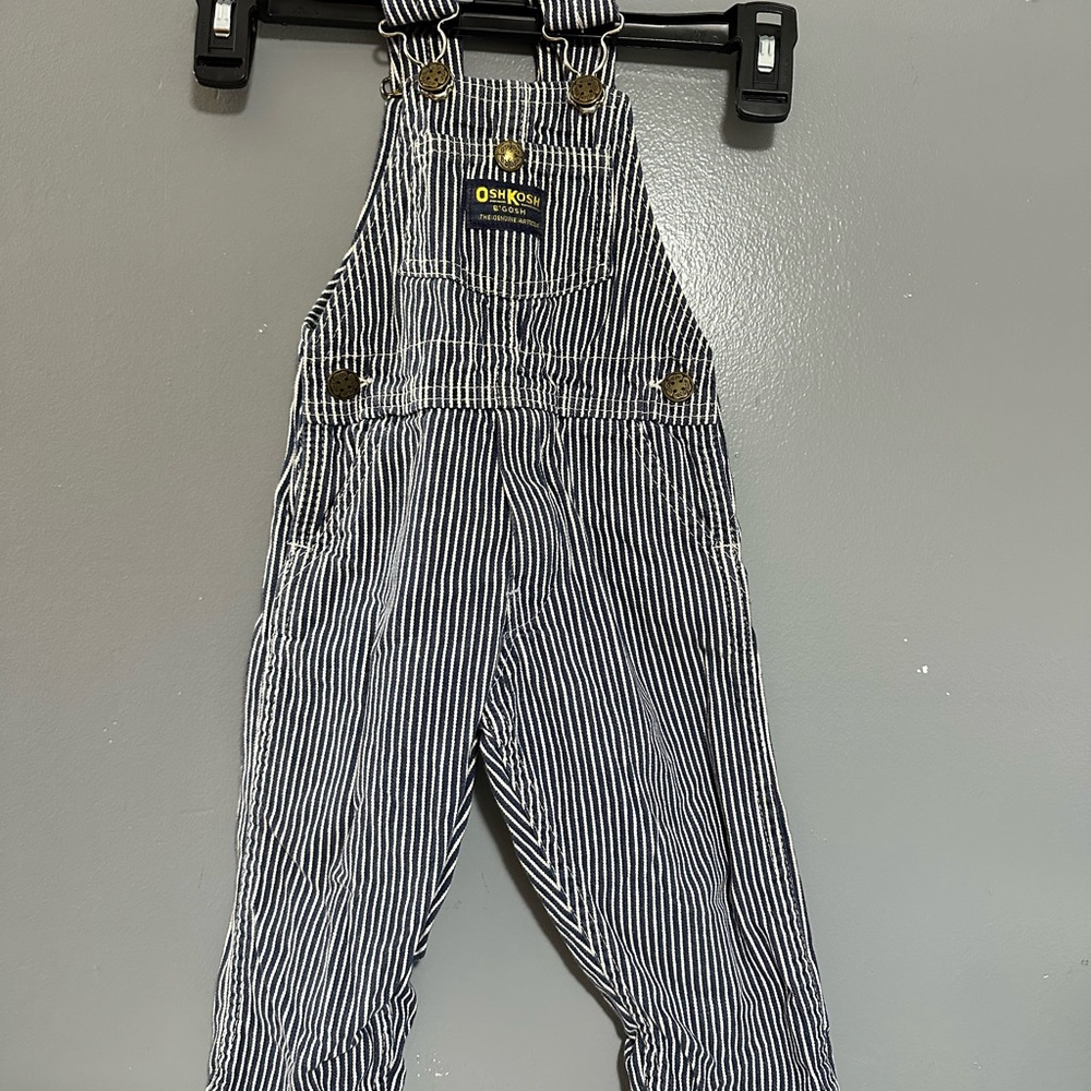 Vintage OshKosh B'gosh Black and White Striped Overalls
